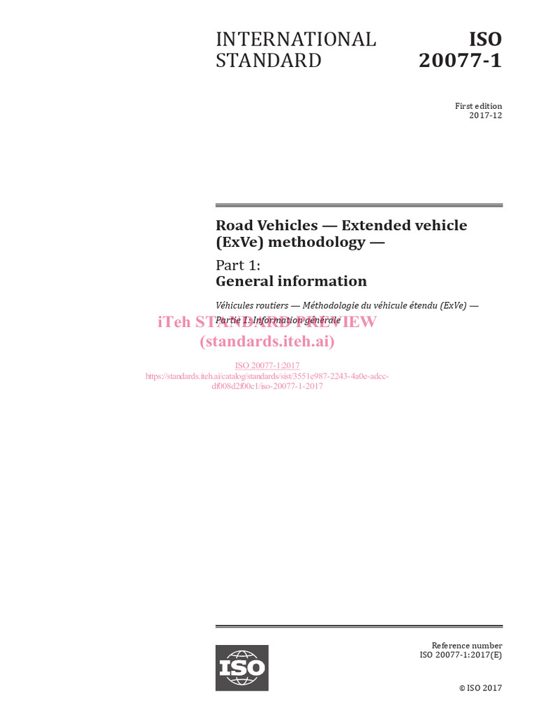 ISO 20077-1: Extended Vehicle Methodology | PDF | International ...