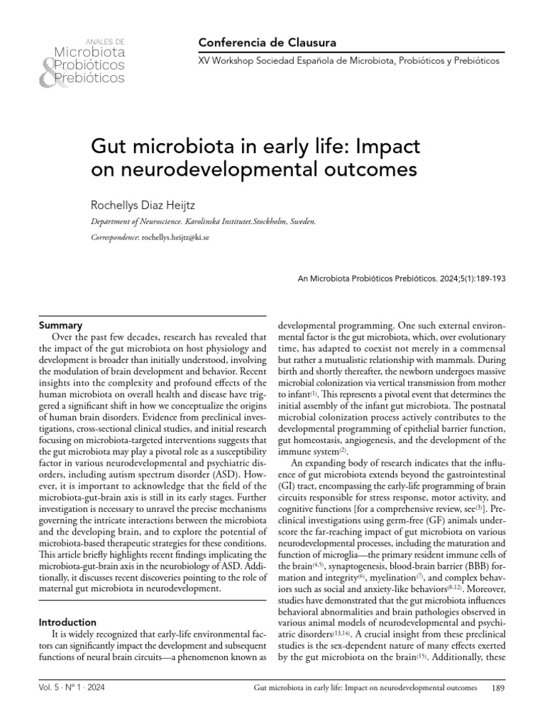 Gut Microbiota in Early Life Impact On Neurodevelopmental Outcomes ...