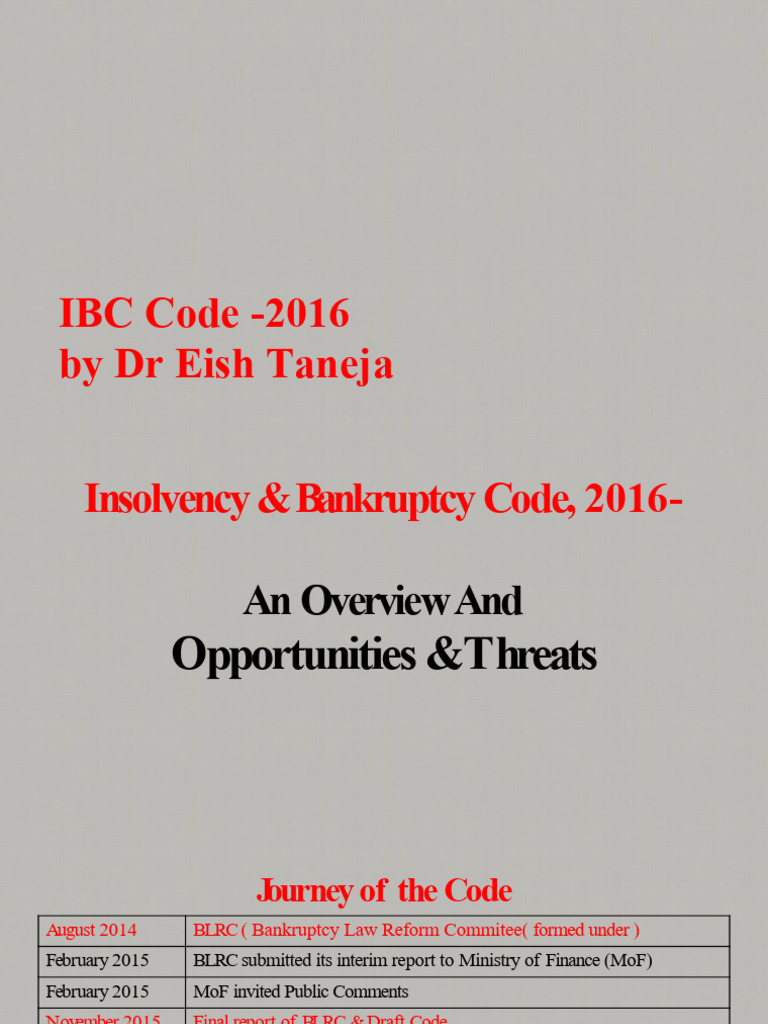 Ibc Codes 1 | PDF | Bankruptcy | Insolvency