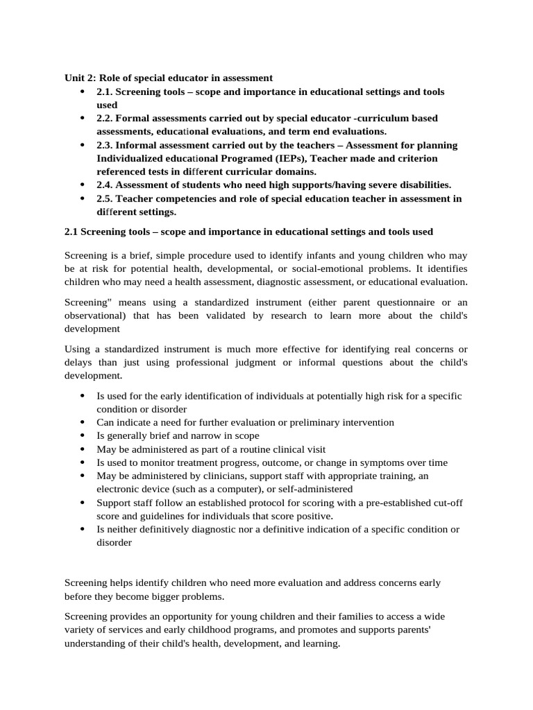 Special Educator's Role in Assessments | PDF | Educational Assessment ...