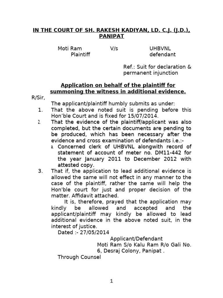 Additional Evidence Moti Ram | PDF