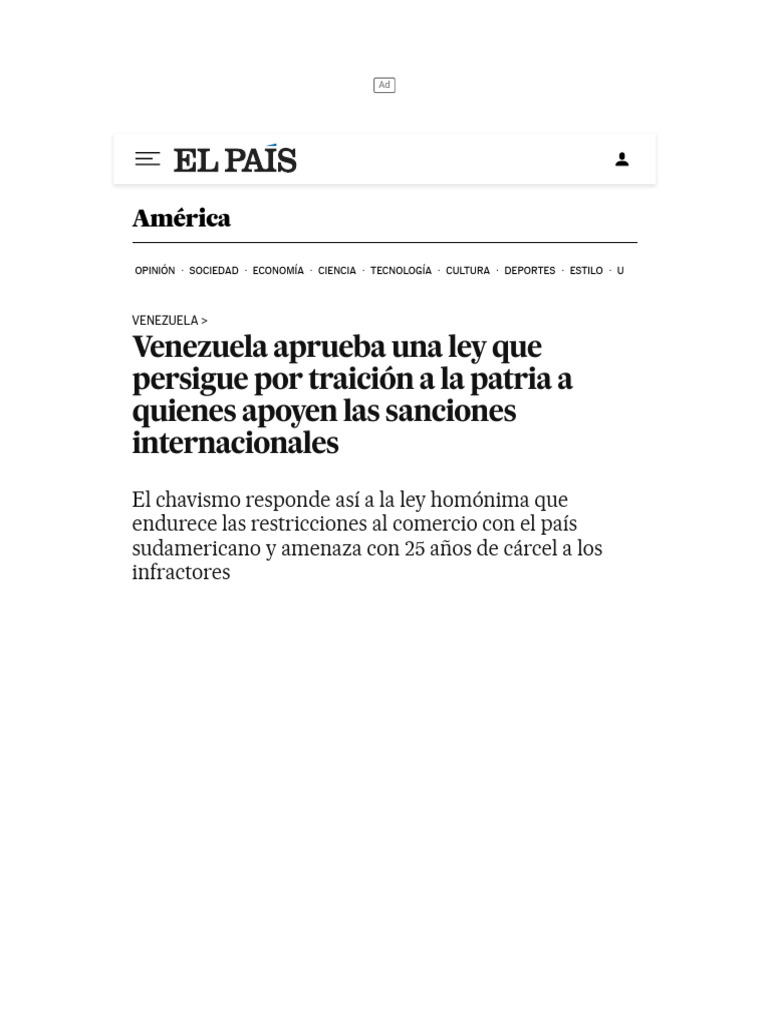 Venezuela Aprueba Una Ley Que Persigue Por Traición A La Patria A ...