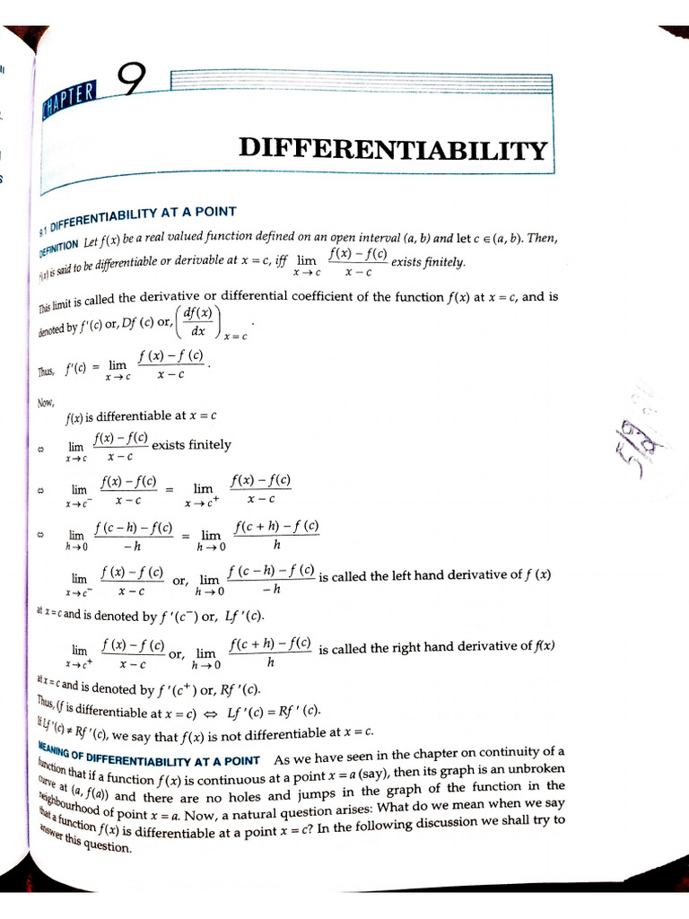 RD Sharma Ch9, Differentiability | PDF
