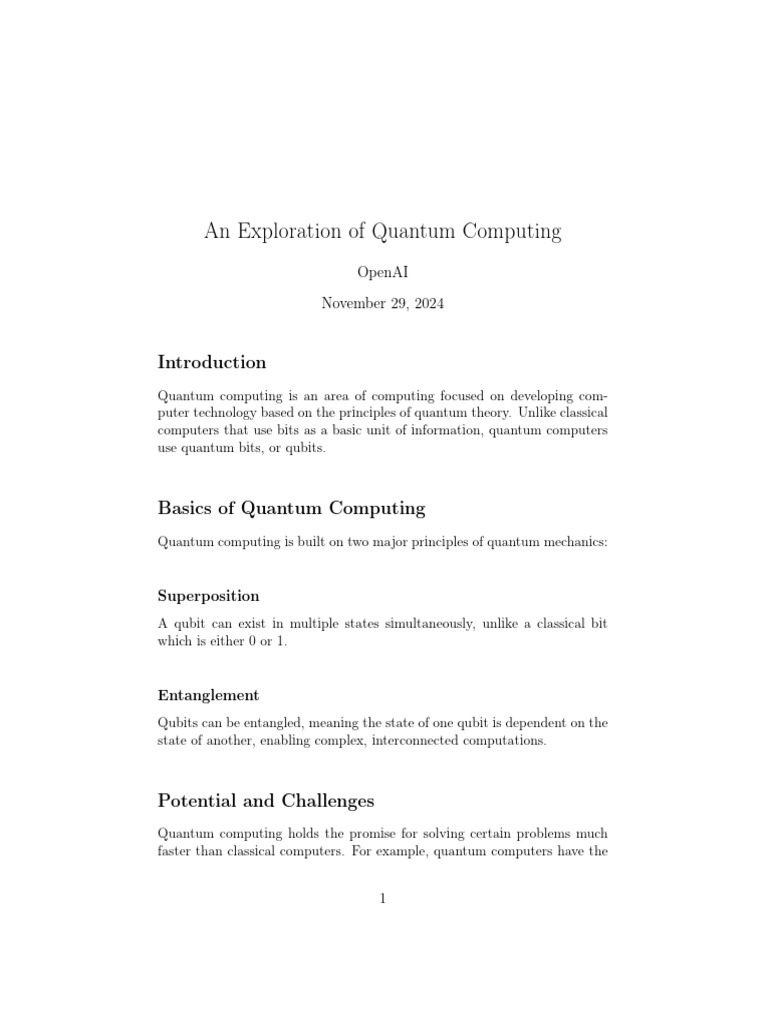 An Exploration of Quantum Computing | PDF