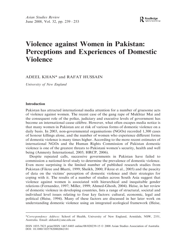 Domestic Violence in Pakistan | PDF | Violence | Domestic Violence