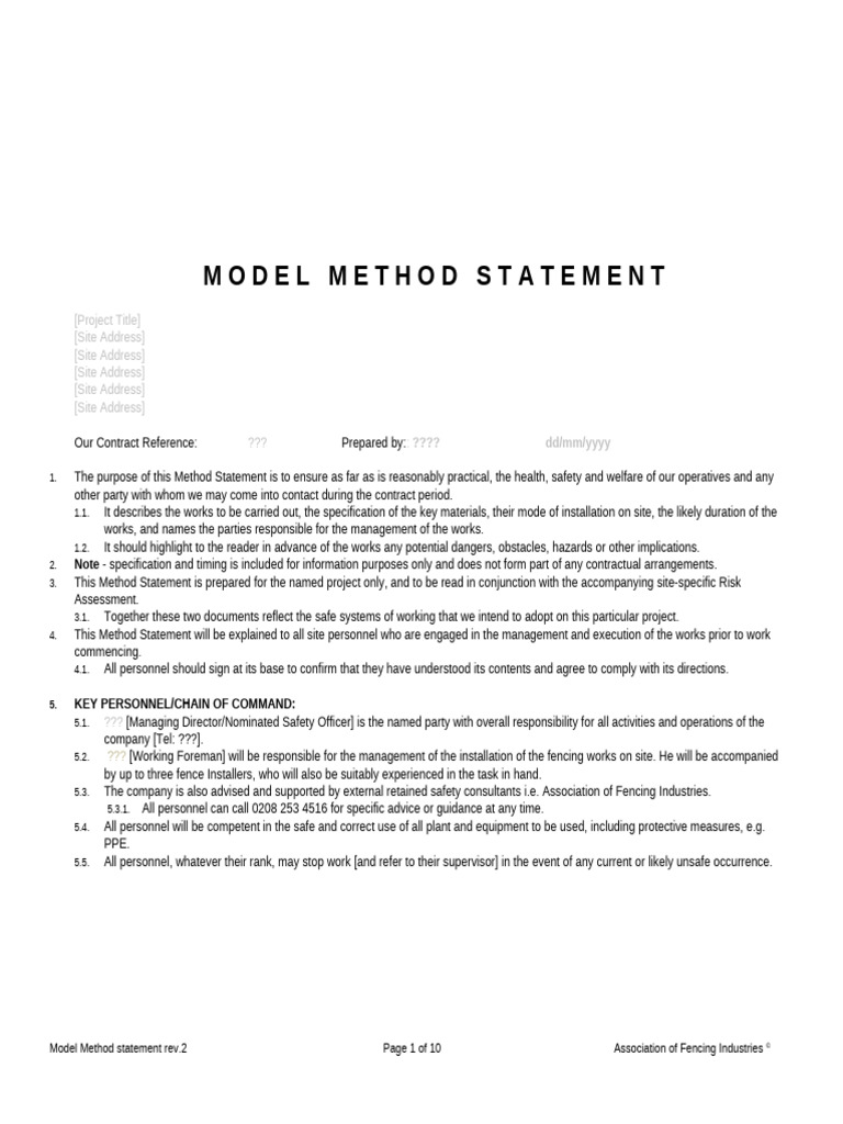Fencing Installation Method Statement | PDF | Concrete | Screw