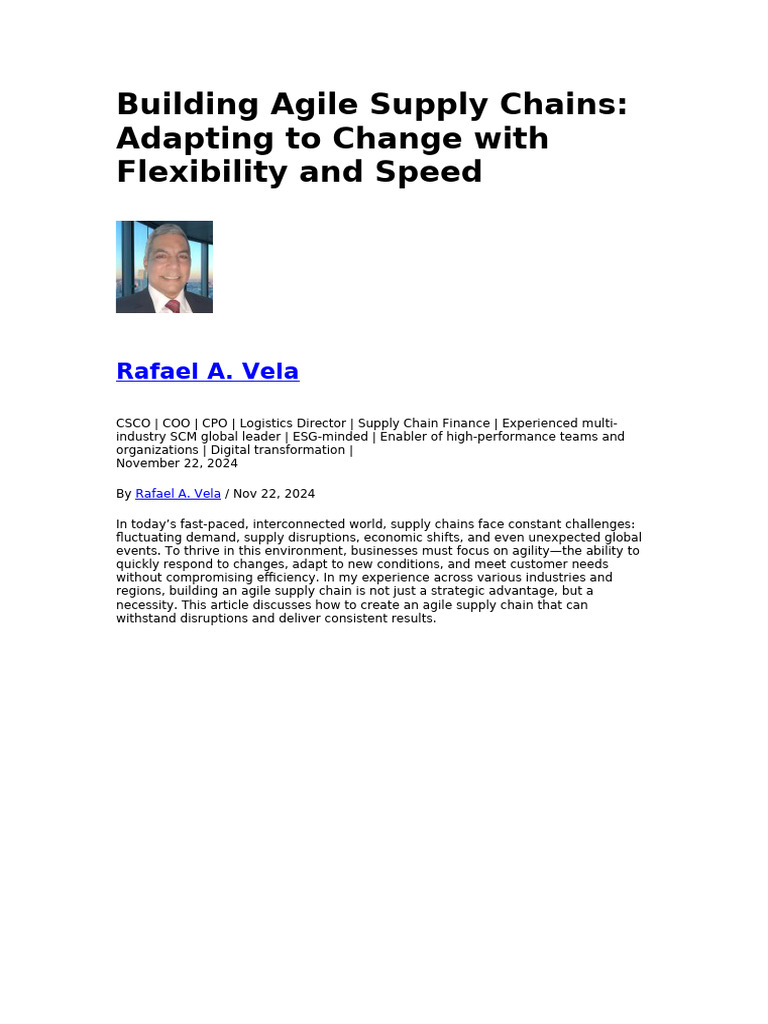 Building Agile Supply Chains | PDF | Supply Chain | Logistics