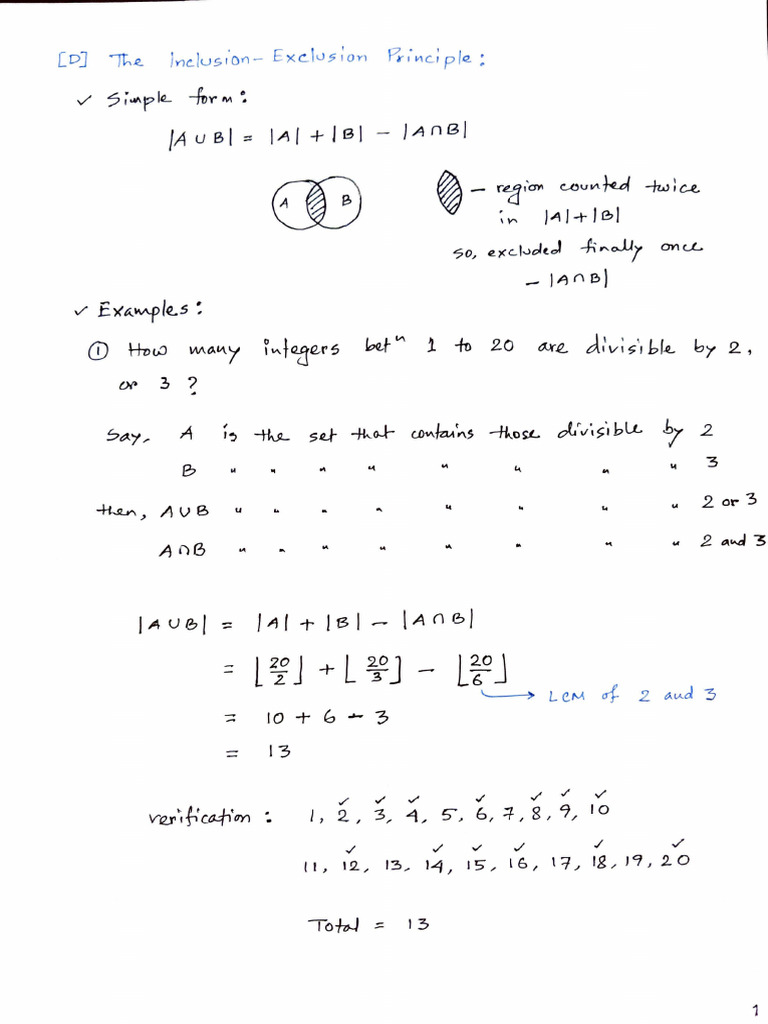 Inclusion-Exclusion Principle Explained | PDF