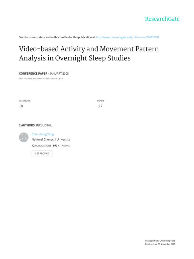 Video Analysis of Sleep Patterns | PDF