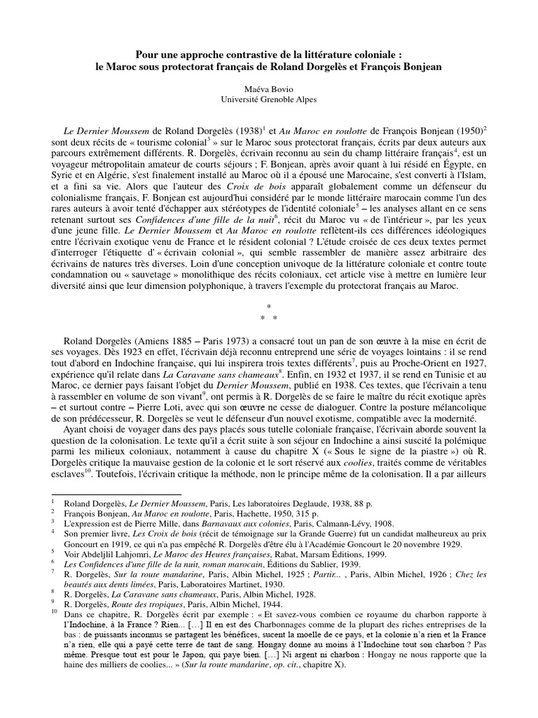 Littérature coloniale : Dorgelès vs Bonjean | PDF | Maroc | Colonialisme