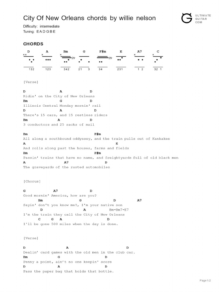City of New Orleans Chords PDF