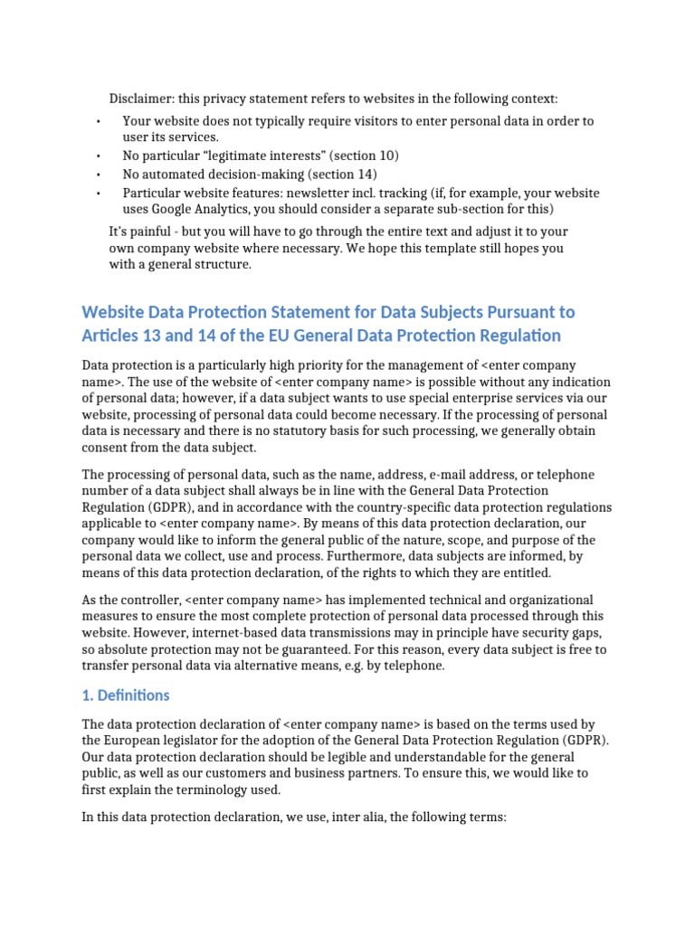 Data Protection Statement Website | PDF | Information Privacy | Consent