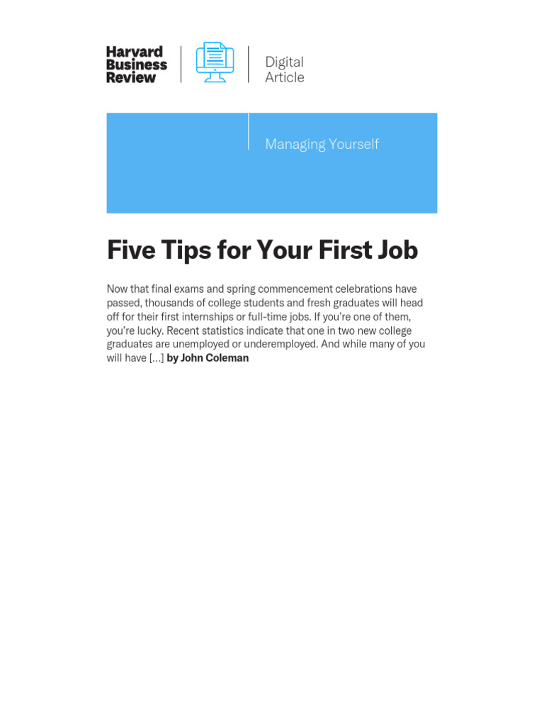 2012 - 06 - Five Tips For Your First Job | PDF | Copyright | All Rights ...