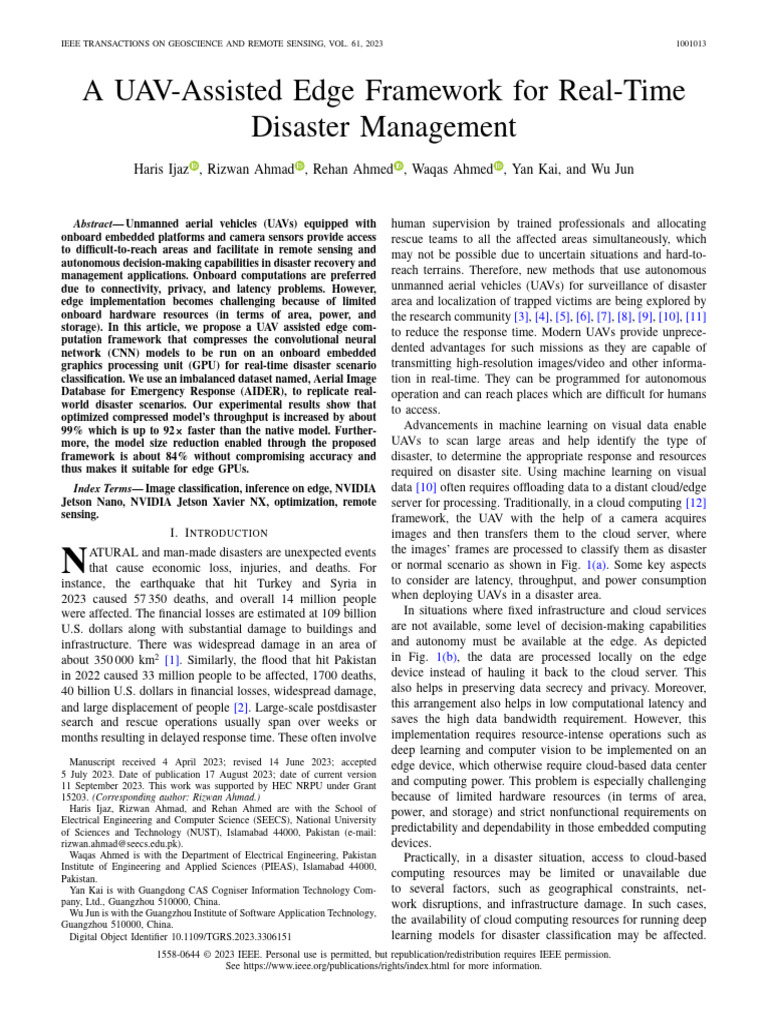 UAV Edge Framework for Disaster Response | PDF | Computer Science ...