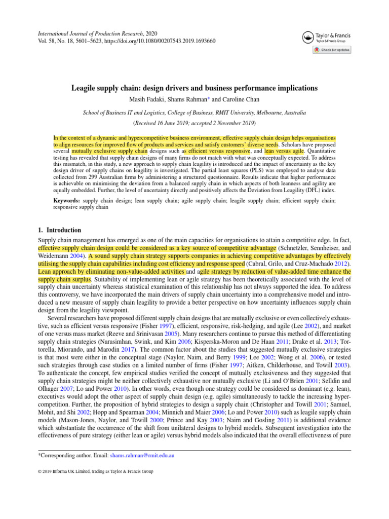 04leagile Supply Chain Design Drivers and Business Performance | PDF ...