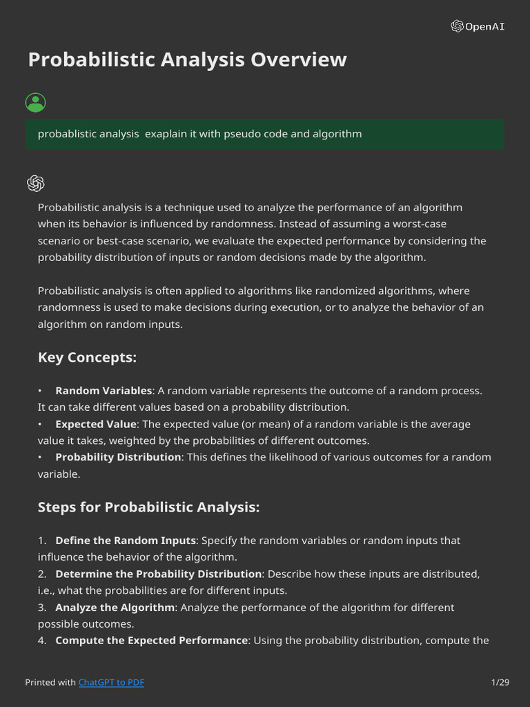 Probabilistic Analysis Overview | PDF | Time Complexity | Probability ...