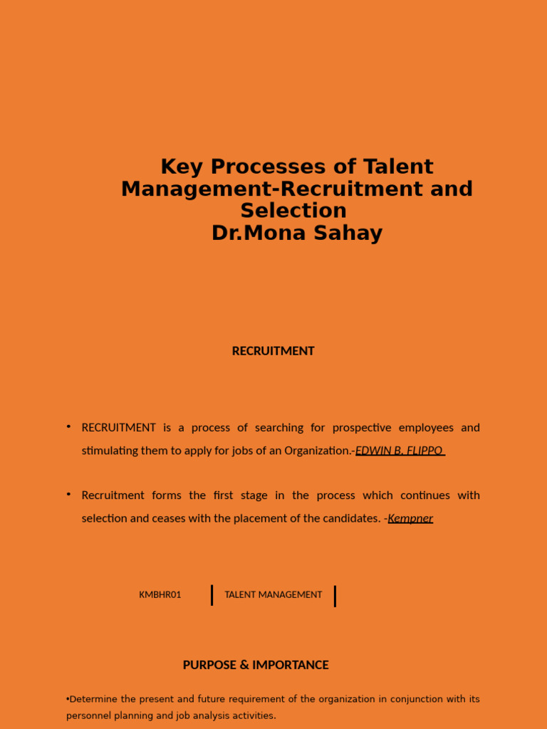Key Processes of Talent Management-Recruitment | PDF | Recruitment ...