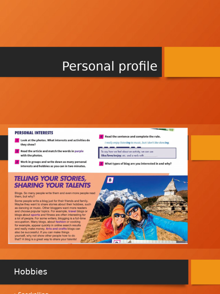 Personal Profile and Hobbies Guide | PDF