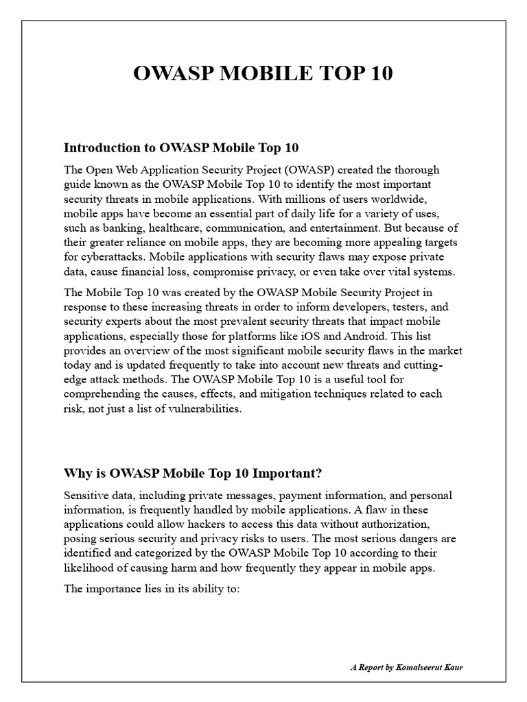 OWASP Mobile Top 10 Vulnerabilities 2024 | PDF | Security | Computer ...