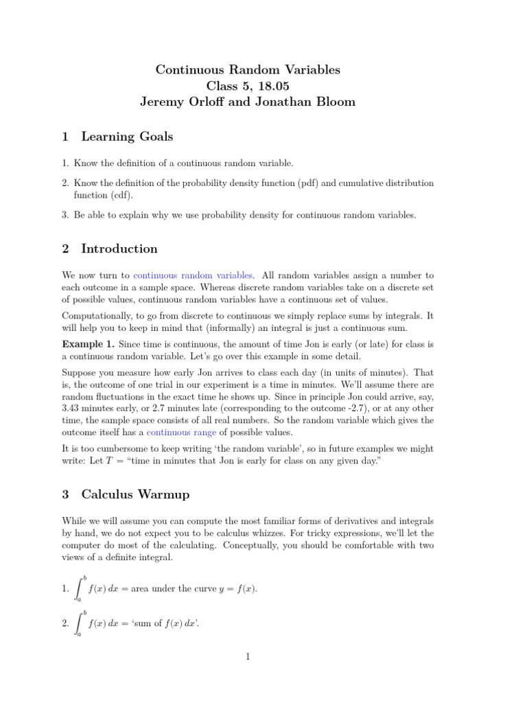 Mit18 05 s22 Class05-Prep-B | PDF | Probability Distribution | Integral