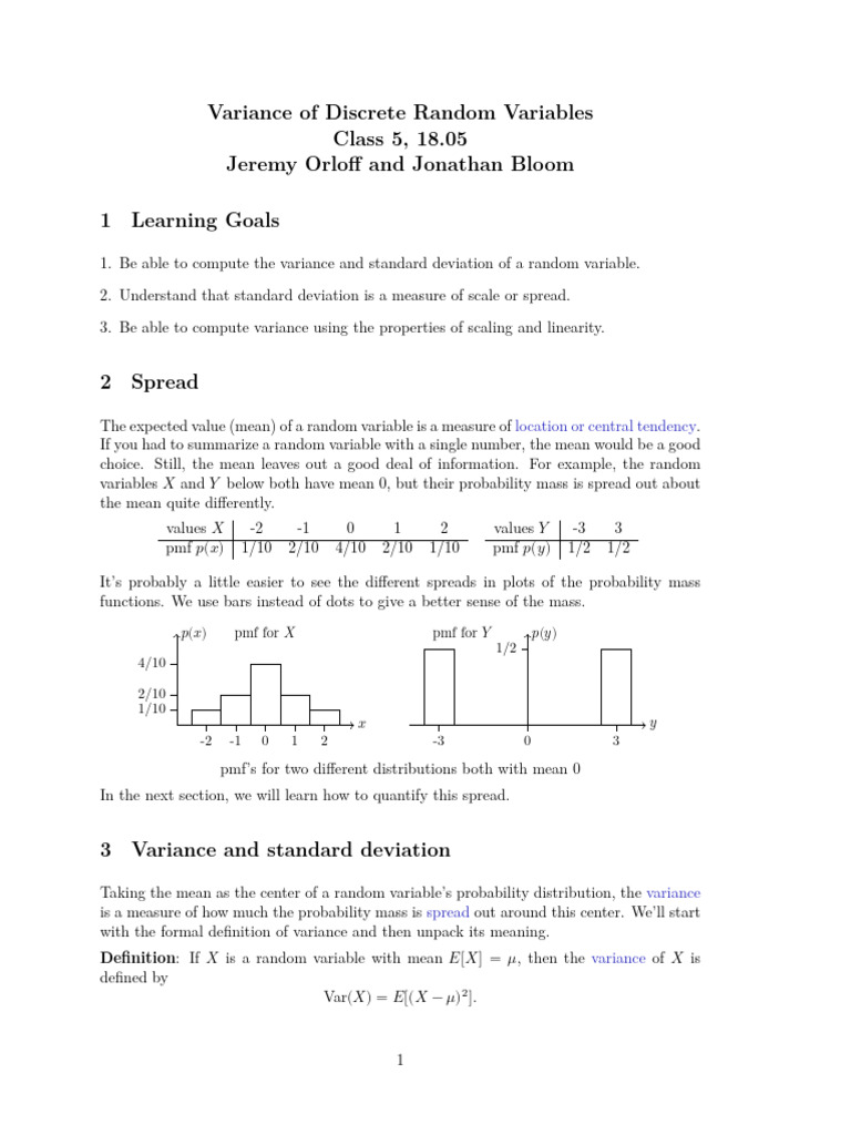 Mit18 05 s22 Class05-Prep-A | PDF | Variance | Standard Deviation