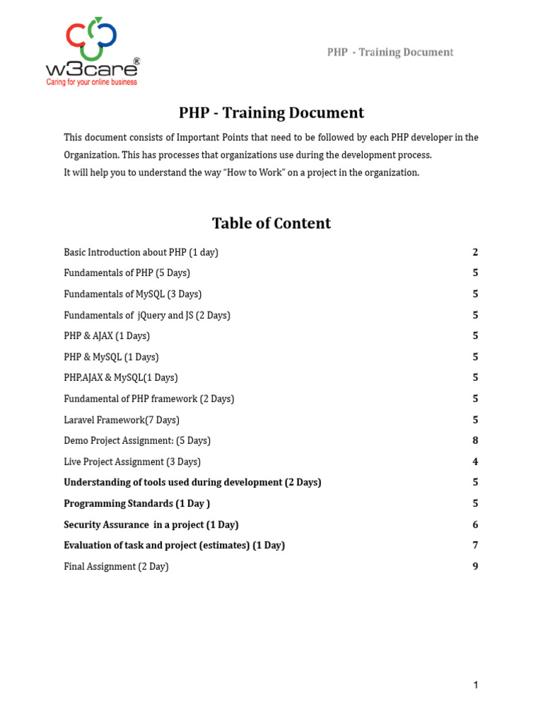 PHP Training Document | PDF | Php | Data Type