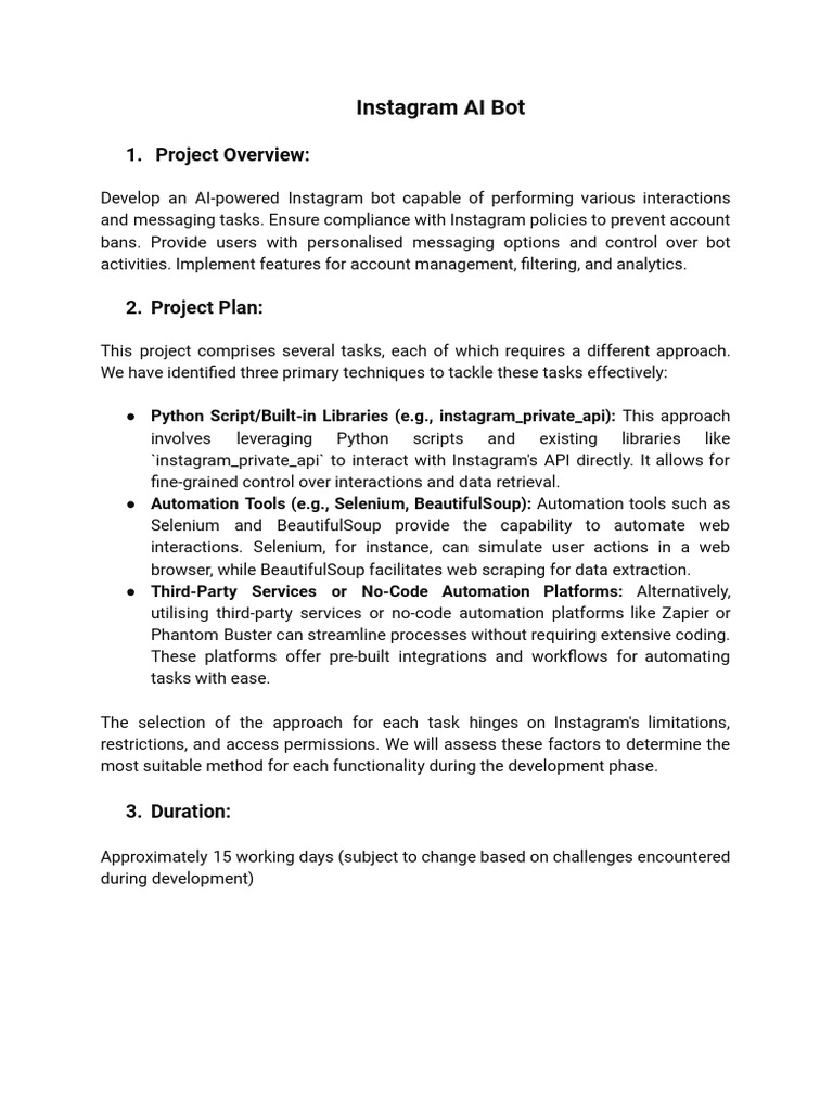 Instagram AI Bot Plan | PDF