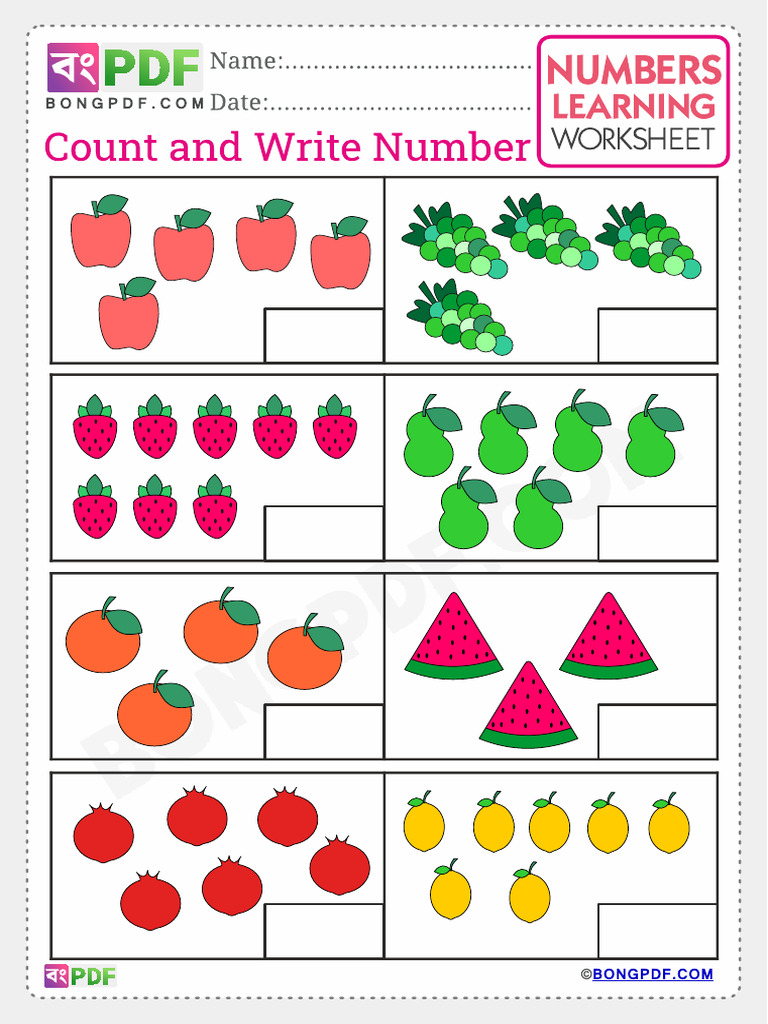 Count and Write English Numbers Worksheet PDF | PDF