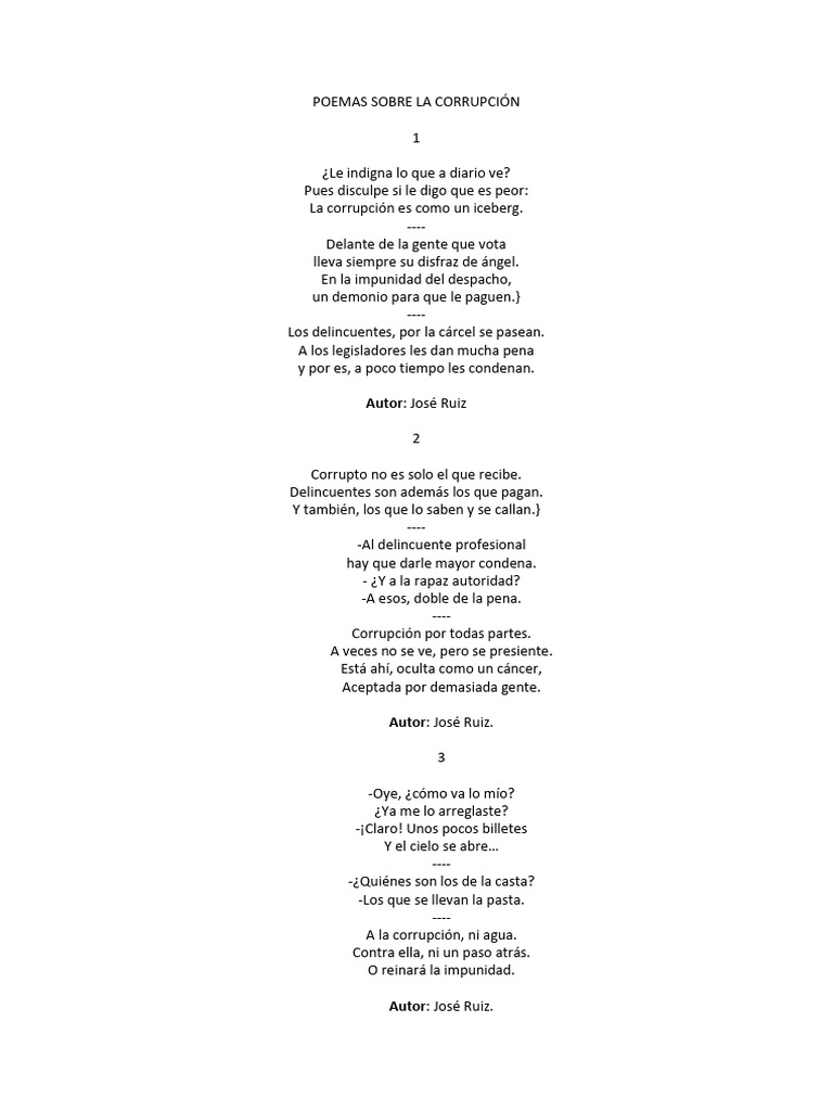 Poemas de Protesta contra la Corrupción | PDF | Corrupción política