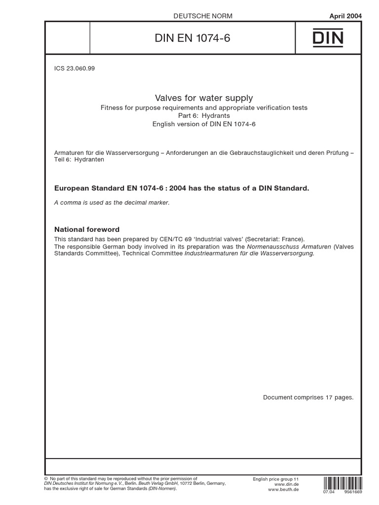 En 1074 6 Hydrants Test | PDF