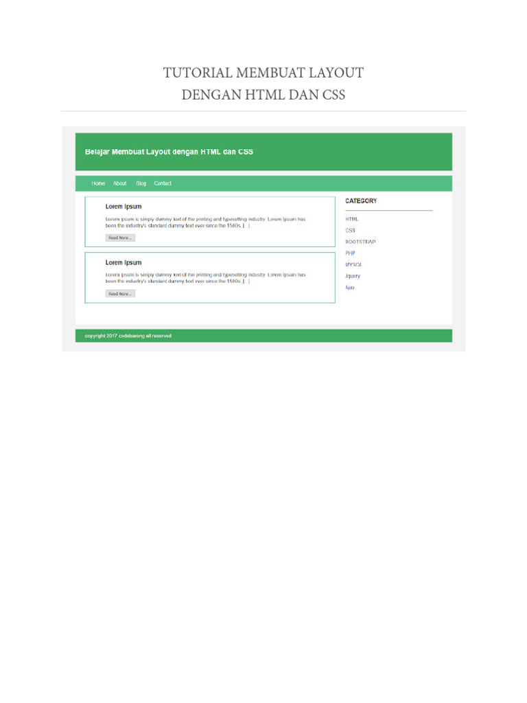 Tutorial Layout Dengan HTML Dan Css | PDF