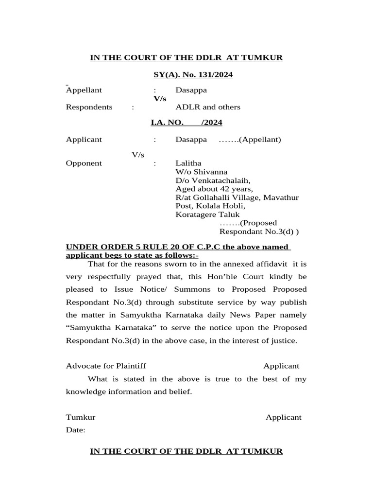 5 Rule 20 Application DDLR Dasappa | PDF | Affidavit | Public Law