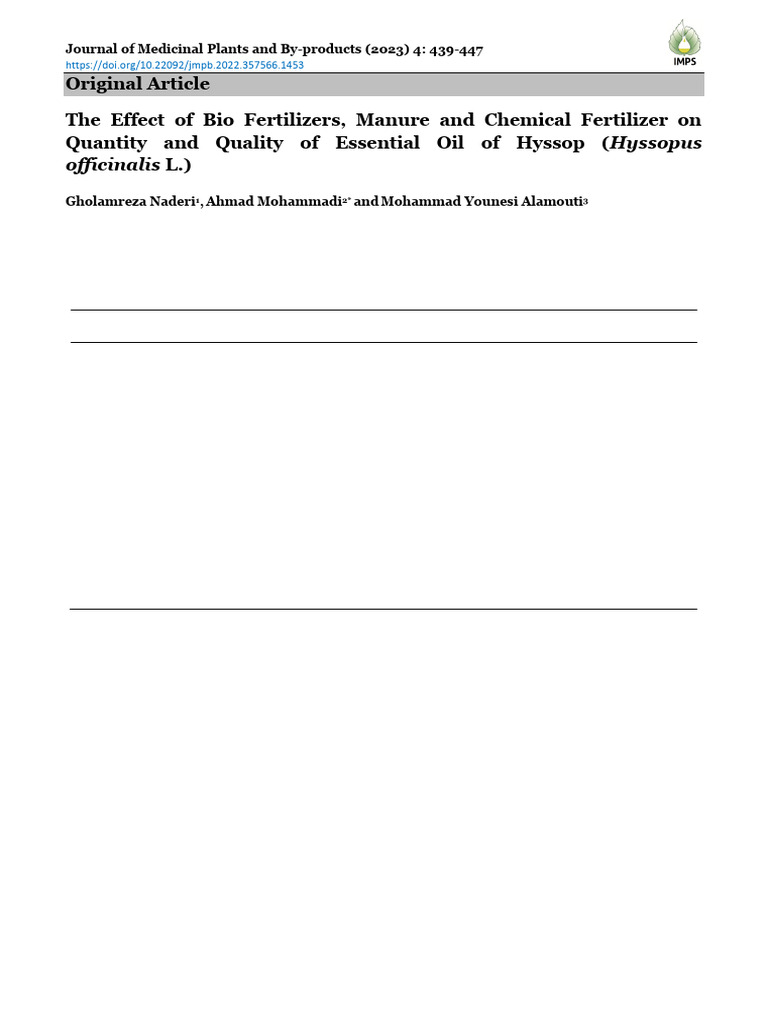 JMPB - Volume 12 - Issue 4 - Pages 439-447 | PDF