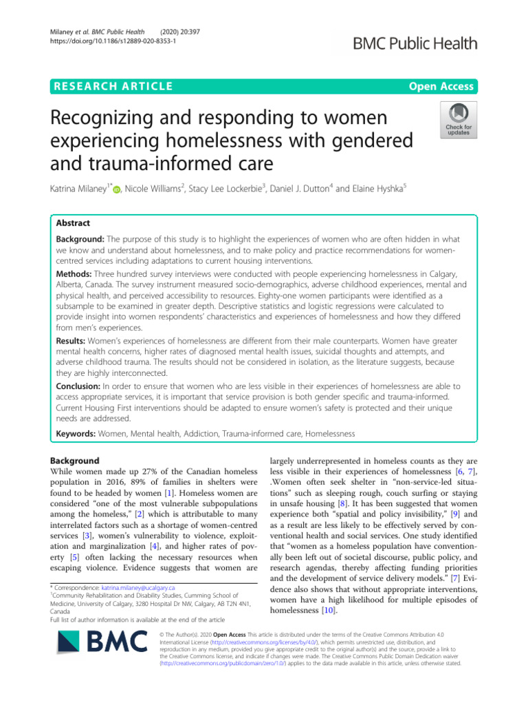 Women and Homelessness | PDF | Homelessness | Mental Disorder