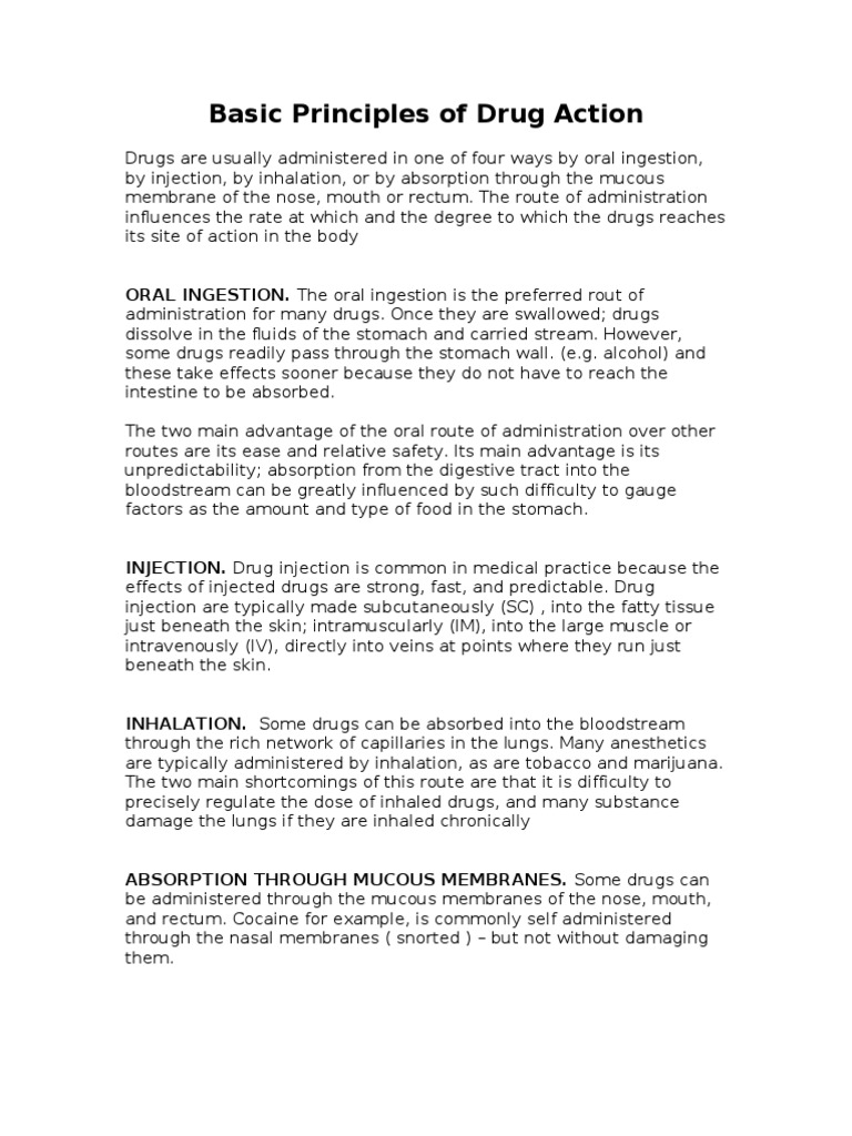 Basic Principles of Drug Action PDF Psychoactive Drugs Reward System