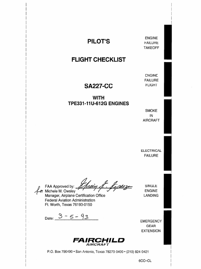 SA227-CC Pilot's Flight Checklist | PDF | Landing Gear | Turbine Engine ...