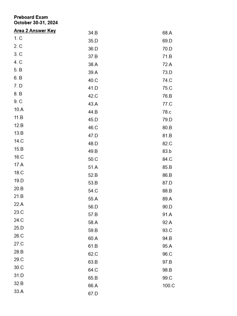 Area 2 - Answer Key | PDF