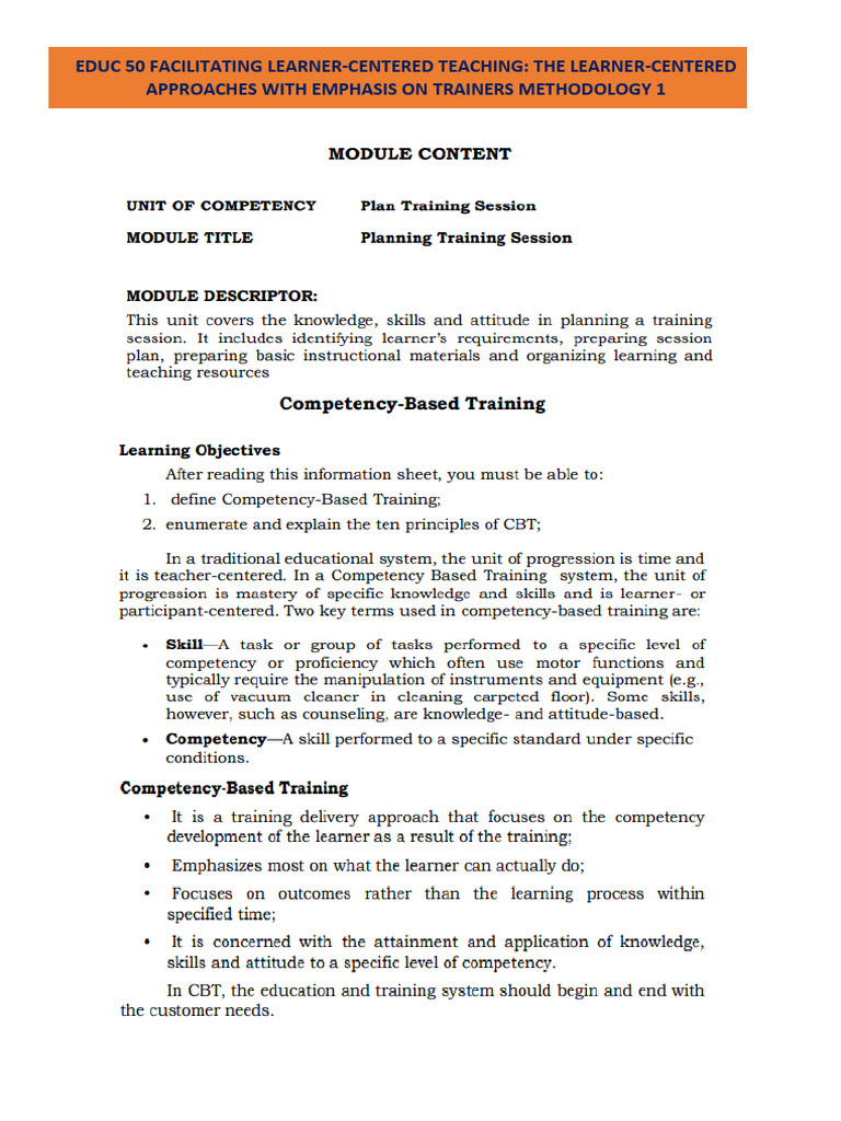 MOdule Plan Training Session | PDF