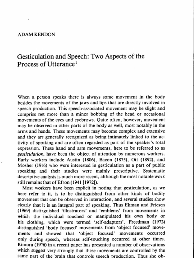 Gesticulation and Speech | PDF