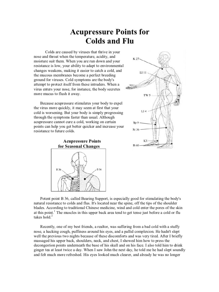 Acupressure Points PDF Common Cold Finger