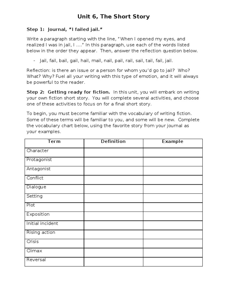 6, Short Story Unit PDF Plot (Narrative) Short Stories