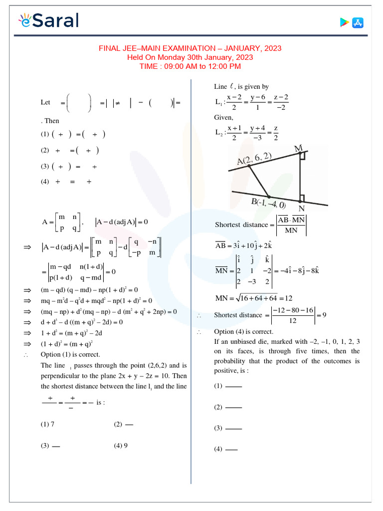 15260-30!01!2023 Mathematics Paper+With+Answer Morning | PDF | Analytic ...
