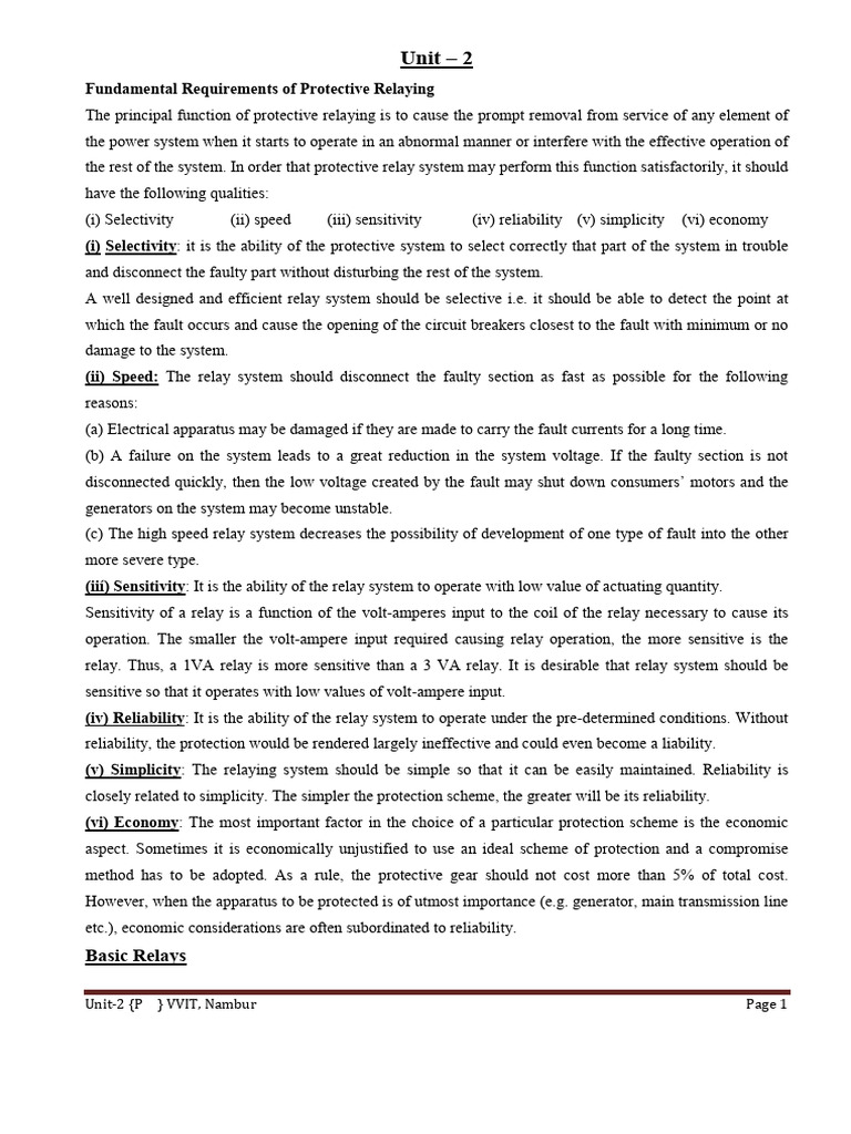 Psp Unit 2 Pdf Relay Electrical Impedance