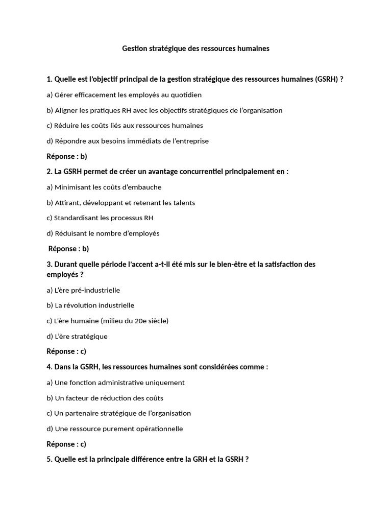 GSRH : Alignement stratégique et avantages | PDF | Gestion des ...