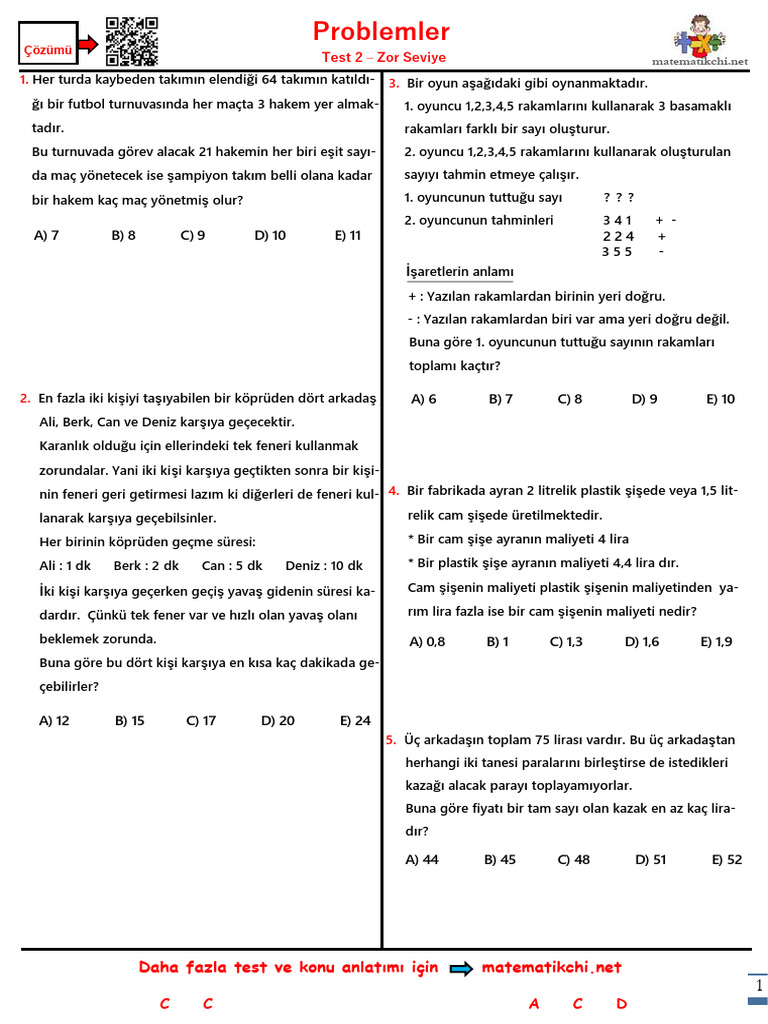 Problemler Test 2 Z | PDF