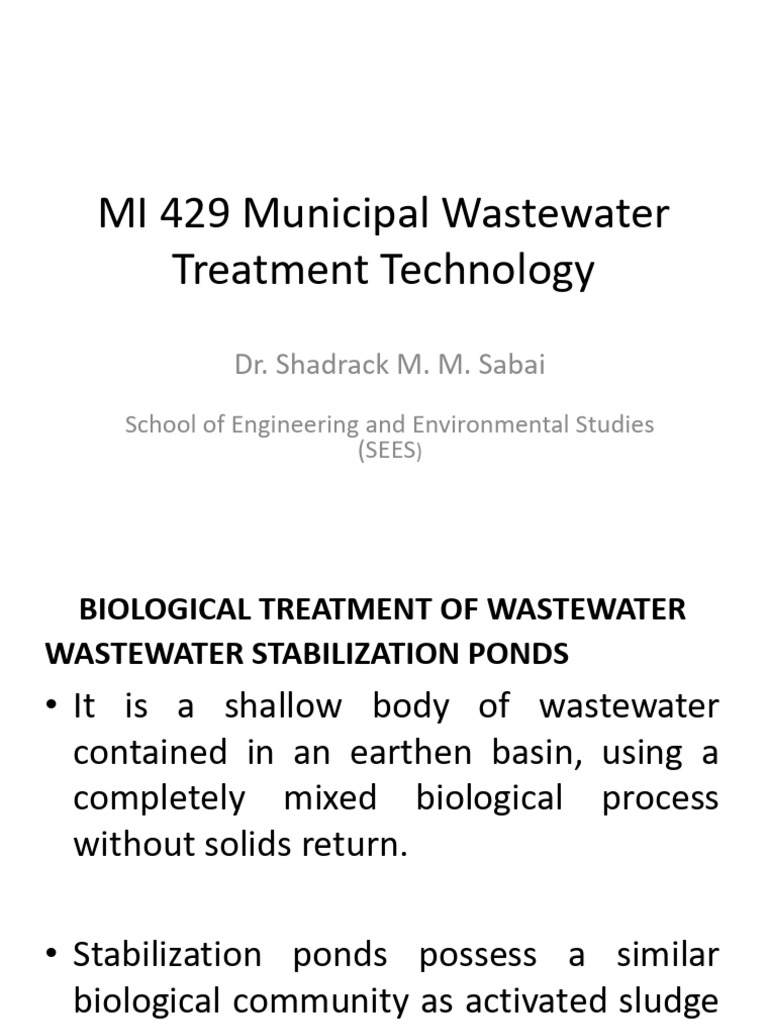 Introduction to Wastewater Stabilization Ponds | PDF | Sewage Treatment ...