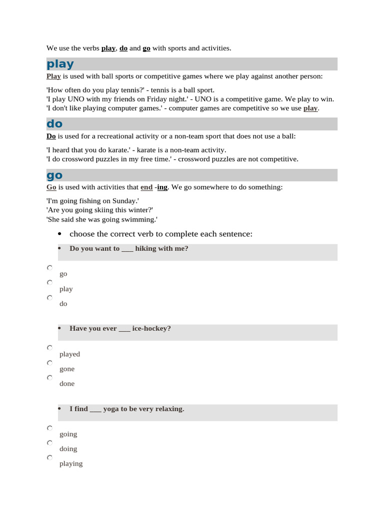 Use of Play Go Do | PDF