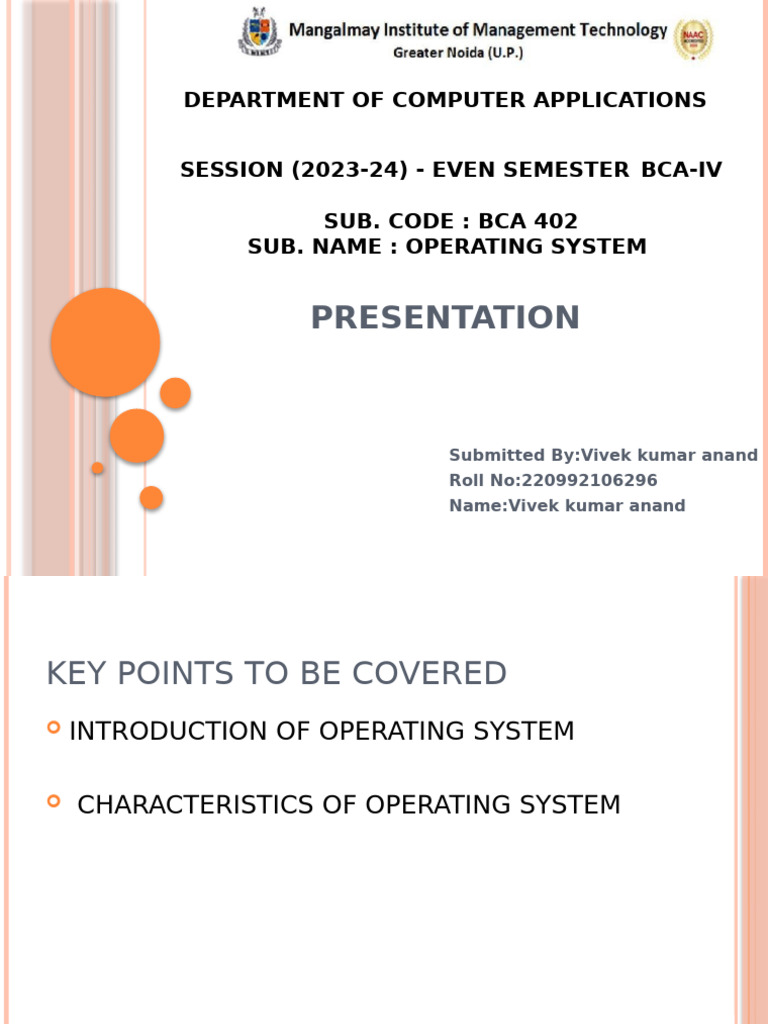 BCA IV Operating System Overview | PDF