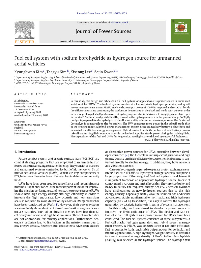 Fuel Cell System With Sodium Borohydride As Hydrogen Source For ...