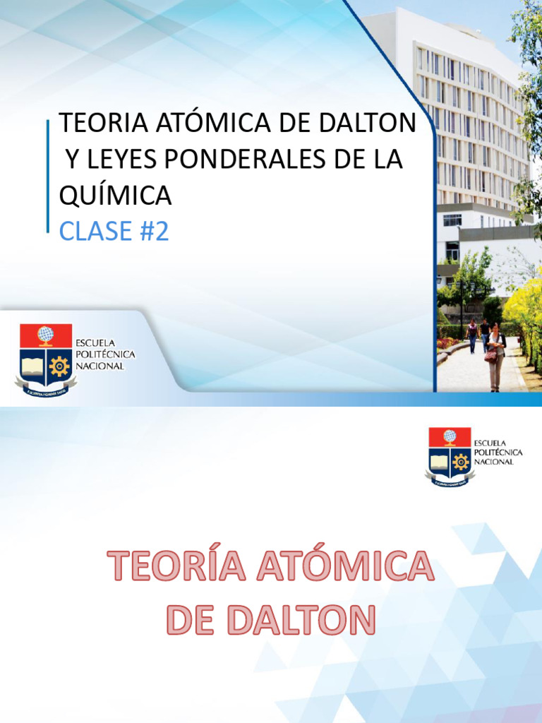 Teoria Atómica de Dalton Y Leyes Ponderales de La Química: Clase #2 ...